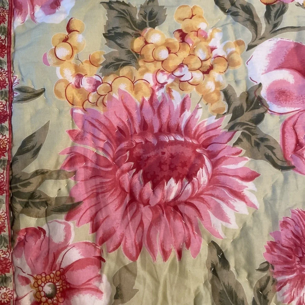 April Cornell QUEEN Size Quilt + 2 EURO Shams Pillow Cover Bedding Primavera New